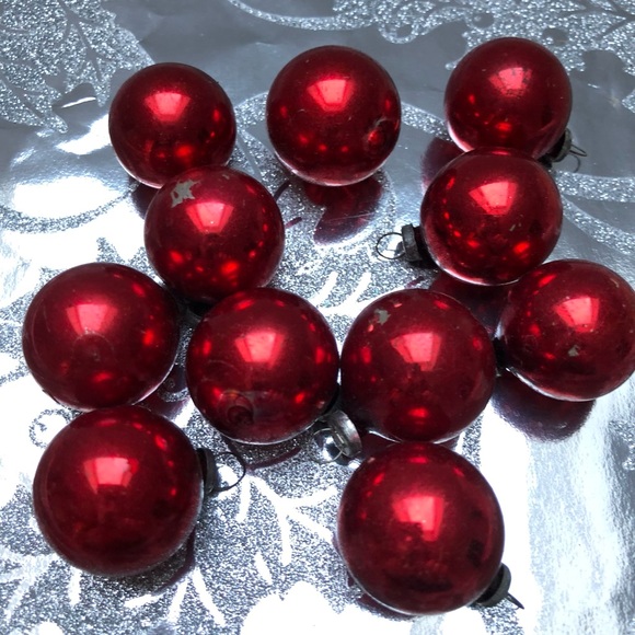 Vintage 1950’s Red Glass Mini Christmas Tree Ornaments - Picture 3 of 5